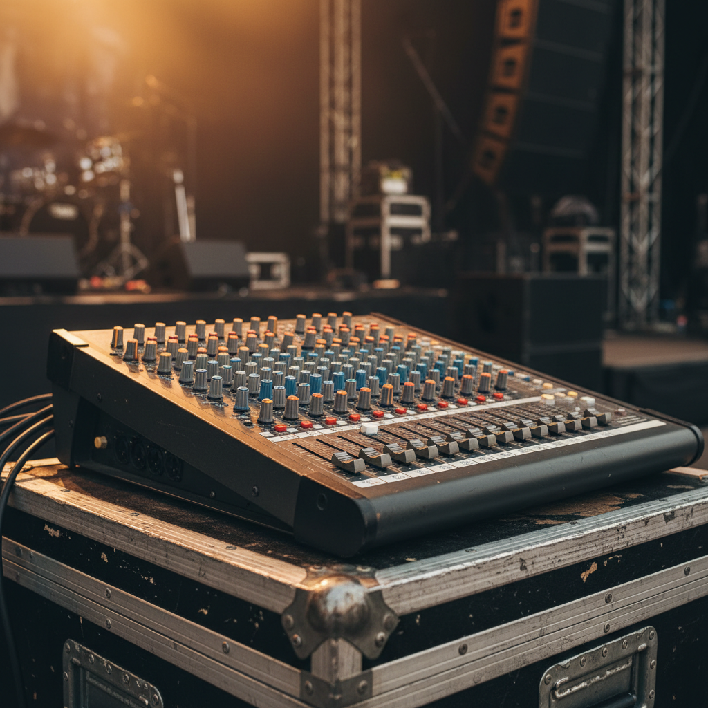Rugged HTX live sound analog mixer with knobs and inputs